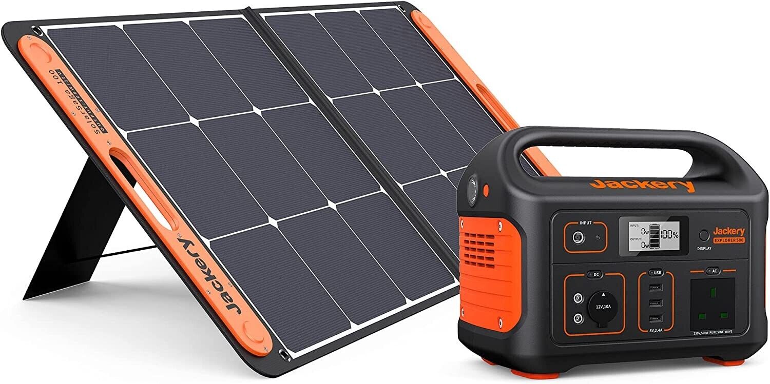 Jackery Solar Generator 500, 518WH Power Station with SolarSaga 100W Solar Panel