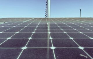 Detailed view of solar panels capturing sunlight, showcasing renewable energy technology.